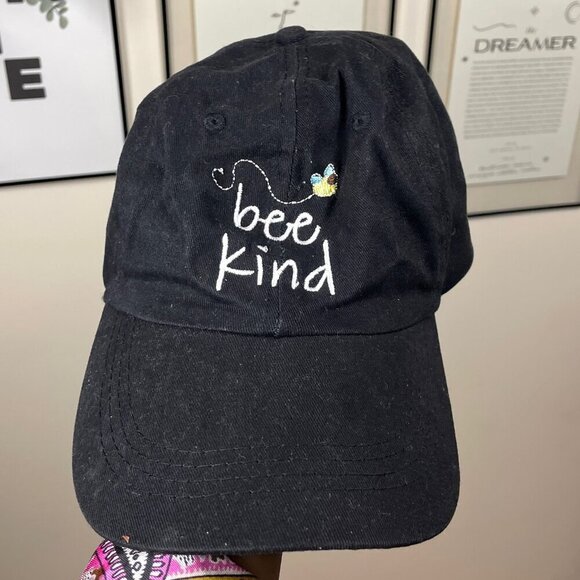 Bee Kind - Mental Health Awareness Black Embroidered Dad Cap - Picture 1 of 1